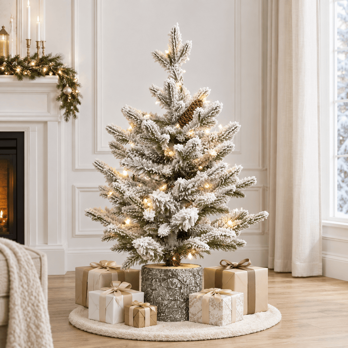 2' Flocked Artificial Christmas Tree with 30 Warm White LED Lights