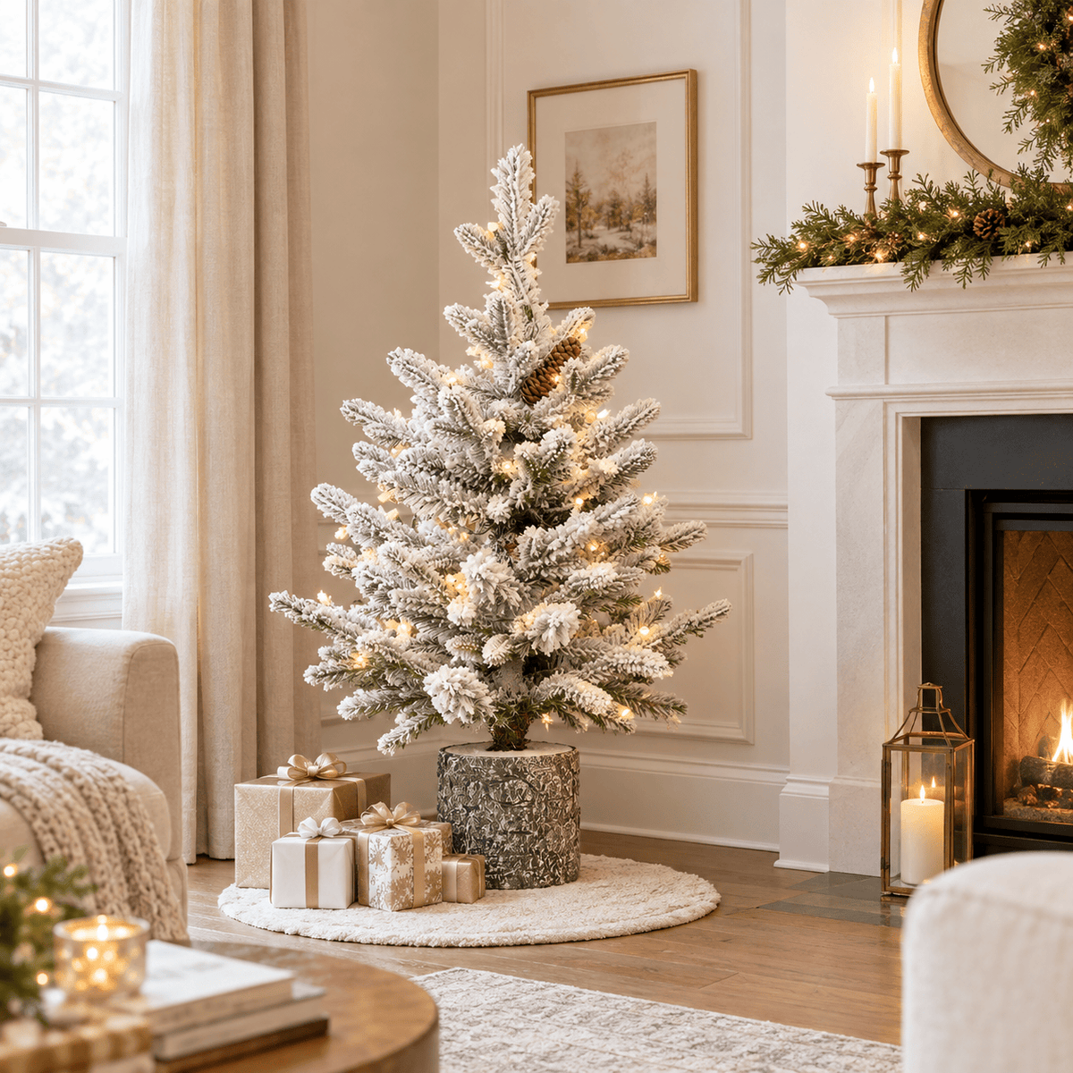 2' Flocked Artificial Christmas Tree with 30 Warm White LED Lights
