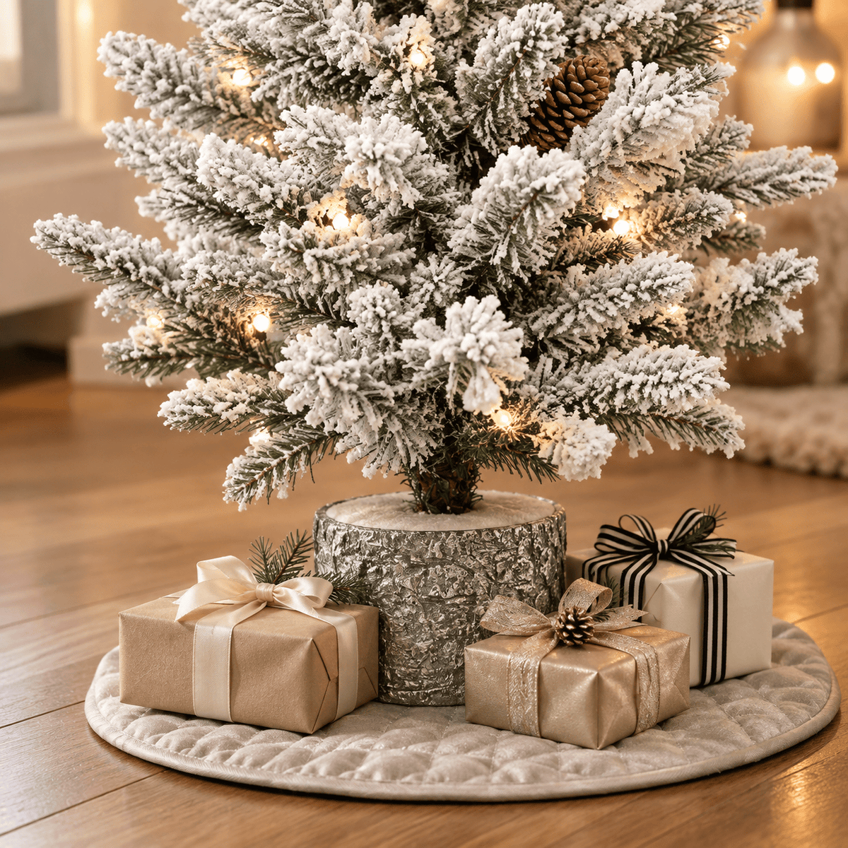 2' Flocked Artificial Christmas Tree with 30 Warm White LED Lights