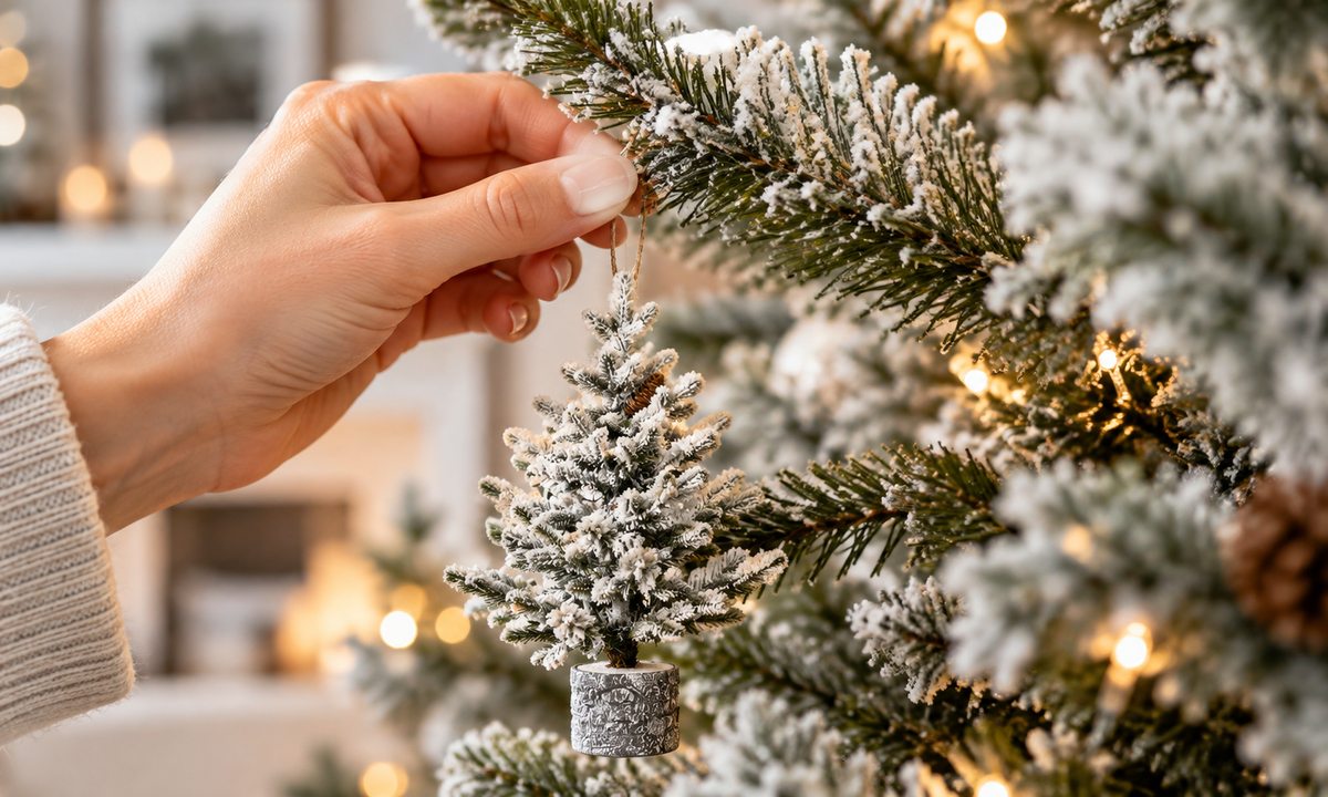 2' Flocked Christmas Tree with Pre-Lit LED - Style