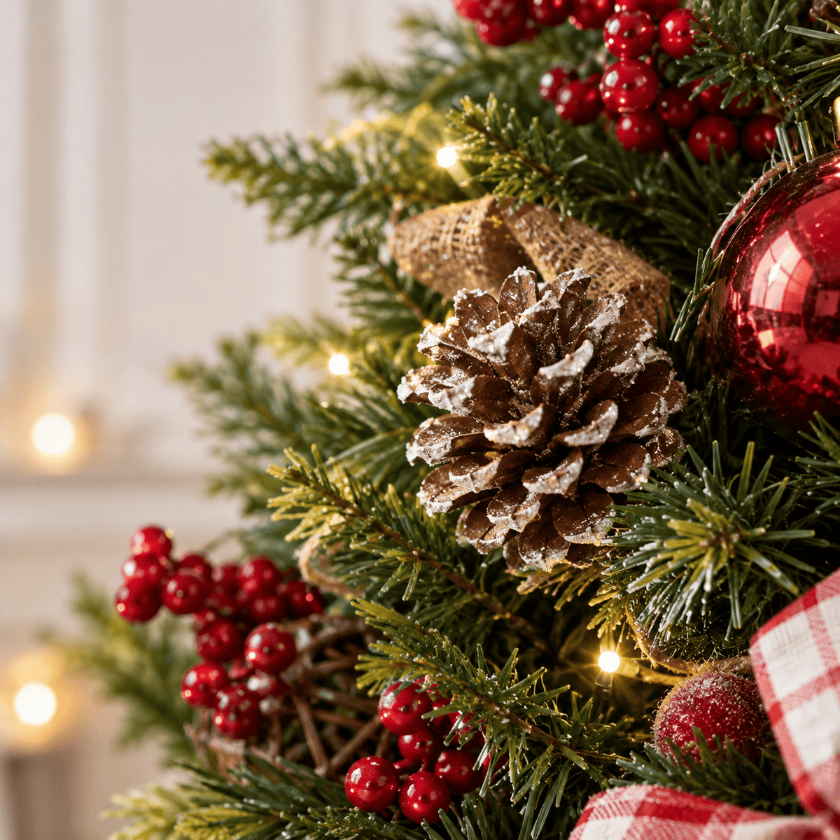 24" Red & Green Pre-Lit Tabletop Christmas Tree with Ornaments
