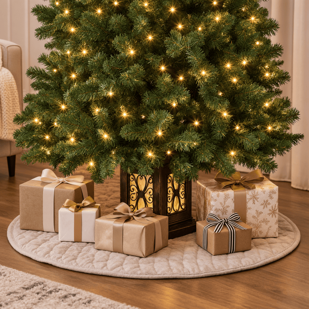 4.5' Green Artificial Christmas Tree, Pre-Lit 300 LED, Urn Base
