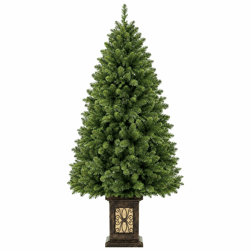 4.5' Green Artificial Christmas Tree, Pre-Lit 300 LED, Urn Base