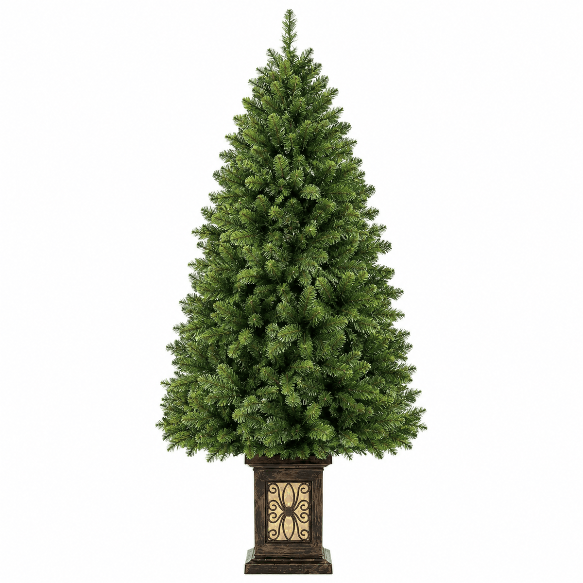 4.5' Green Artificial Christmas Tree, Pre-Lit 300 LED, Urn Base