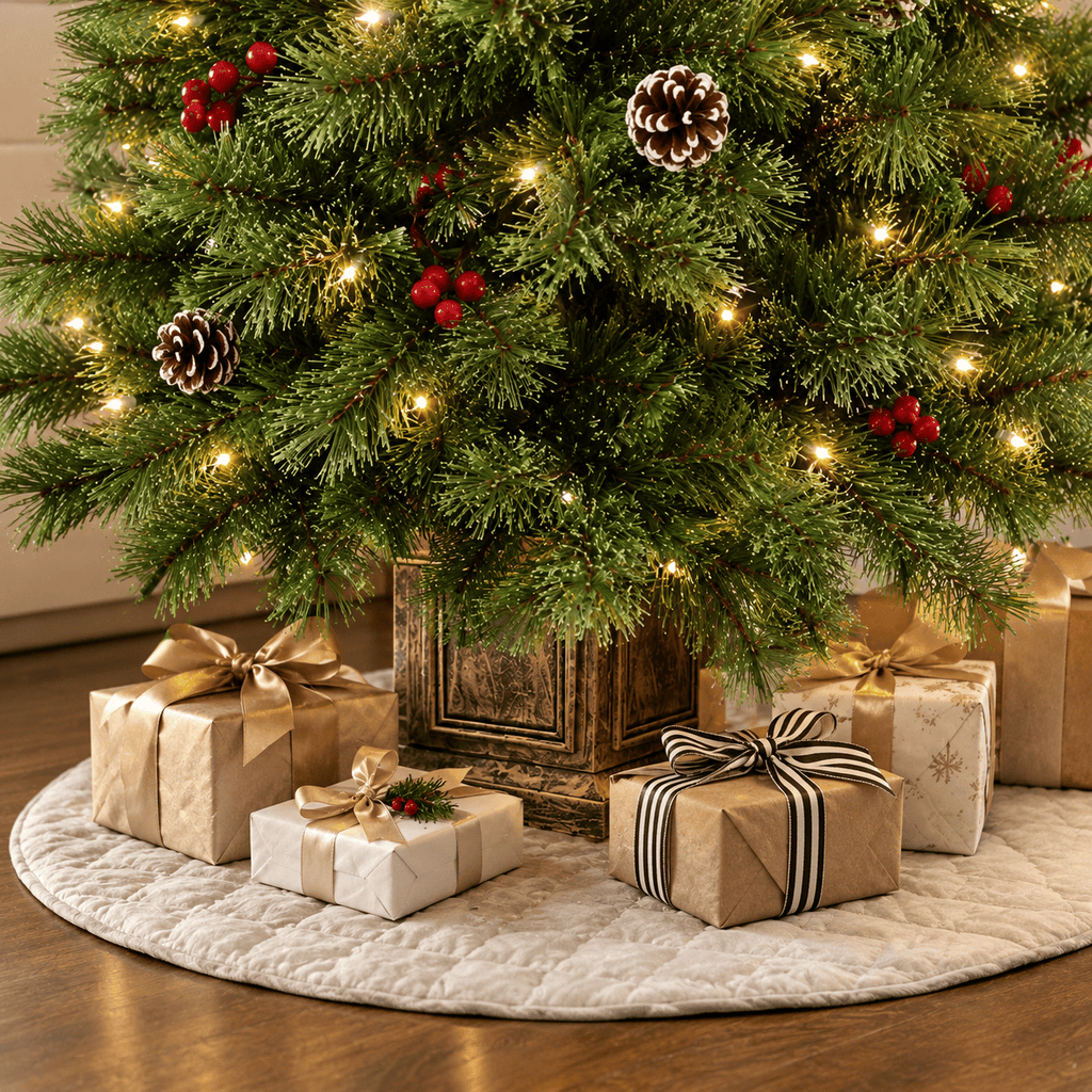 4ft Pre-Lit Artificial Pine Christmas Tree with LED Lights & Remote