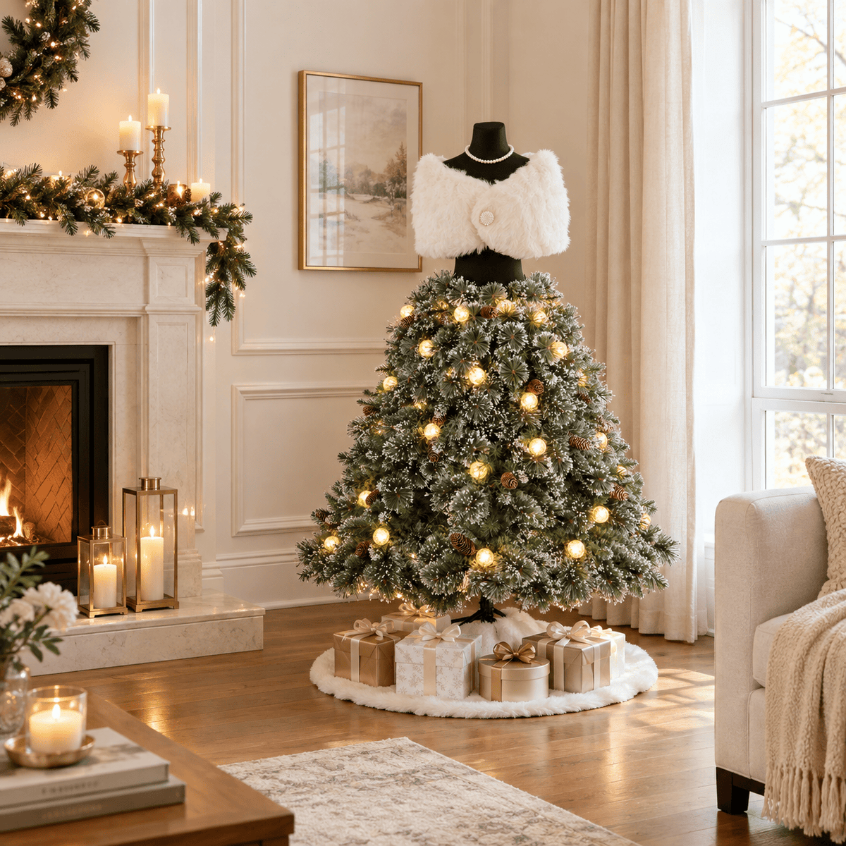 5' Green Pre-Lit Mannequin Christmas Tree with 465 Tips & LED Lights