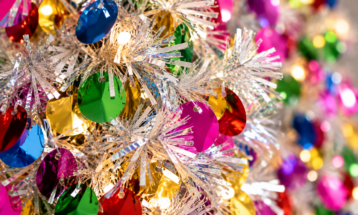 5' Silver Tinsel Christmas Tree with Multicolor LED Lights - Realism