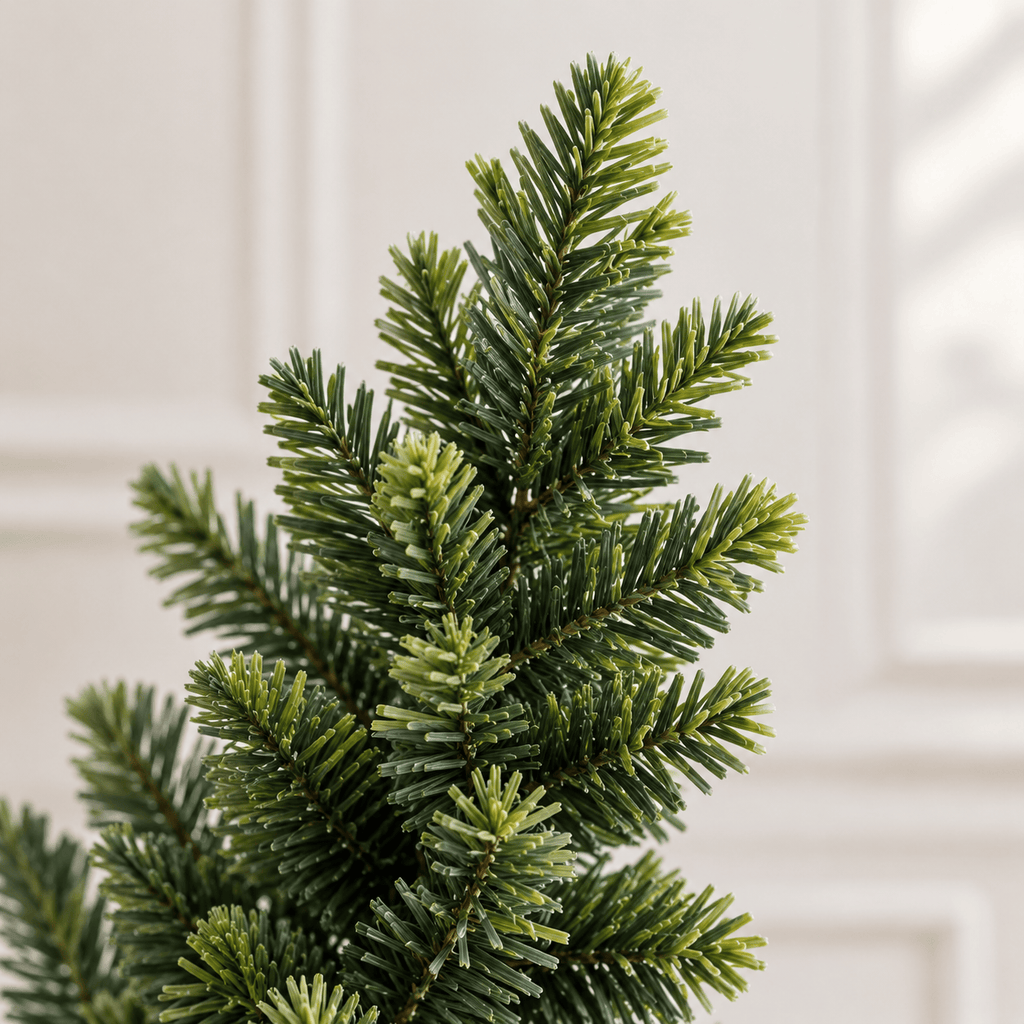 6.5' Green Pencil Christmas Tree with 300 Warm White LED Lights, Hinge