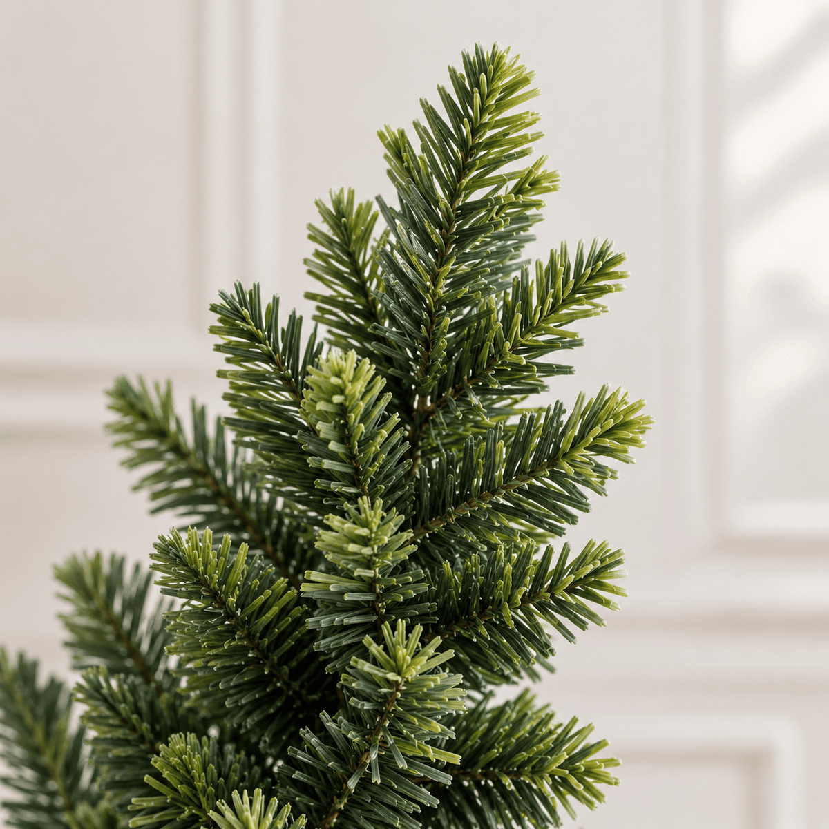 6.5' Green Pencil Christmas Tree with 300 Warm White LED Lights, Hinge