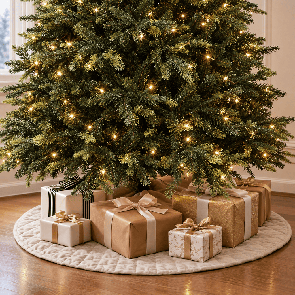 6.5' Green Pencil Christmas Tree with 300 Warm White LED Lights, Hinge