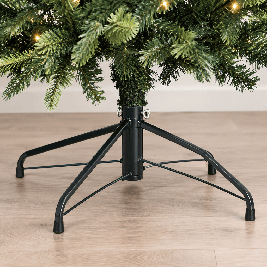 6.5' Green Pencil Christmas Tree with 300 Warm White LED Lights, Hinge