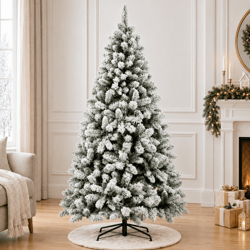 6' Flocked Artificial Fir Christmas Tree with 608 Tips, Hinged