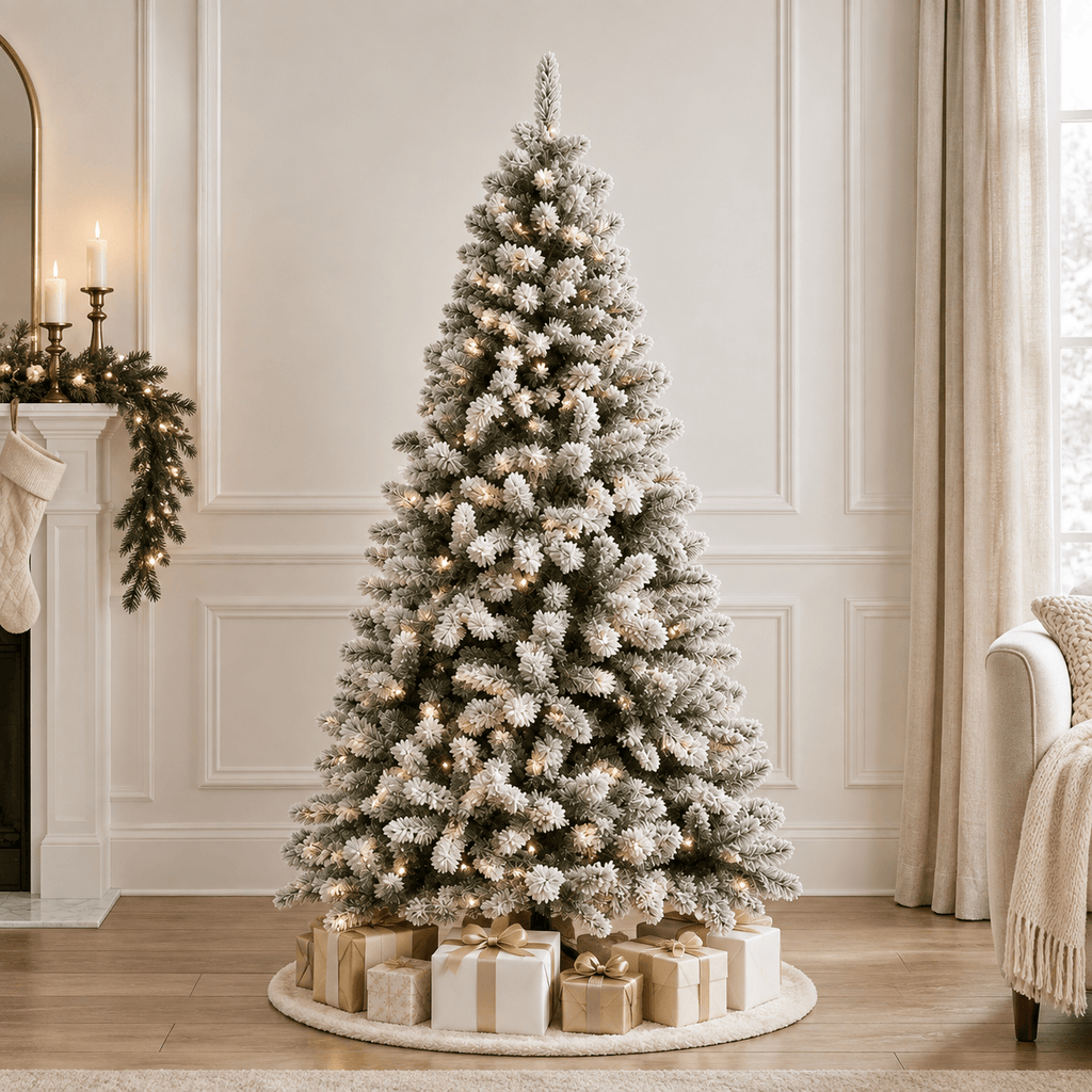 6' Flocked Artificial Fir Christmas Tree with 608 Tips, Hinged