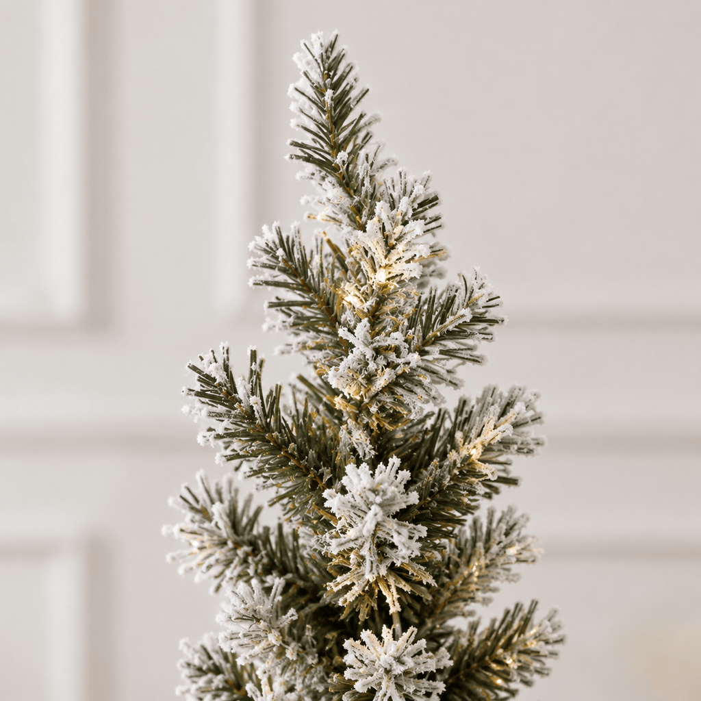 6' Flocked Slim Artificial Christmas Tree, 240 LED Lights, 635 Tips
