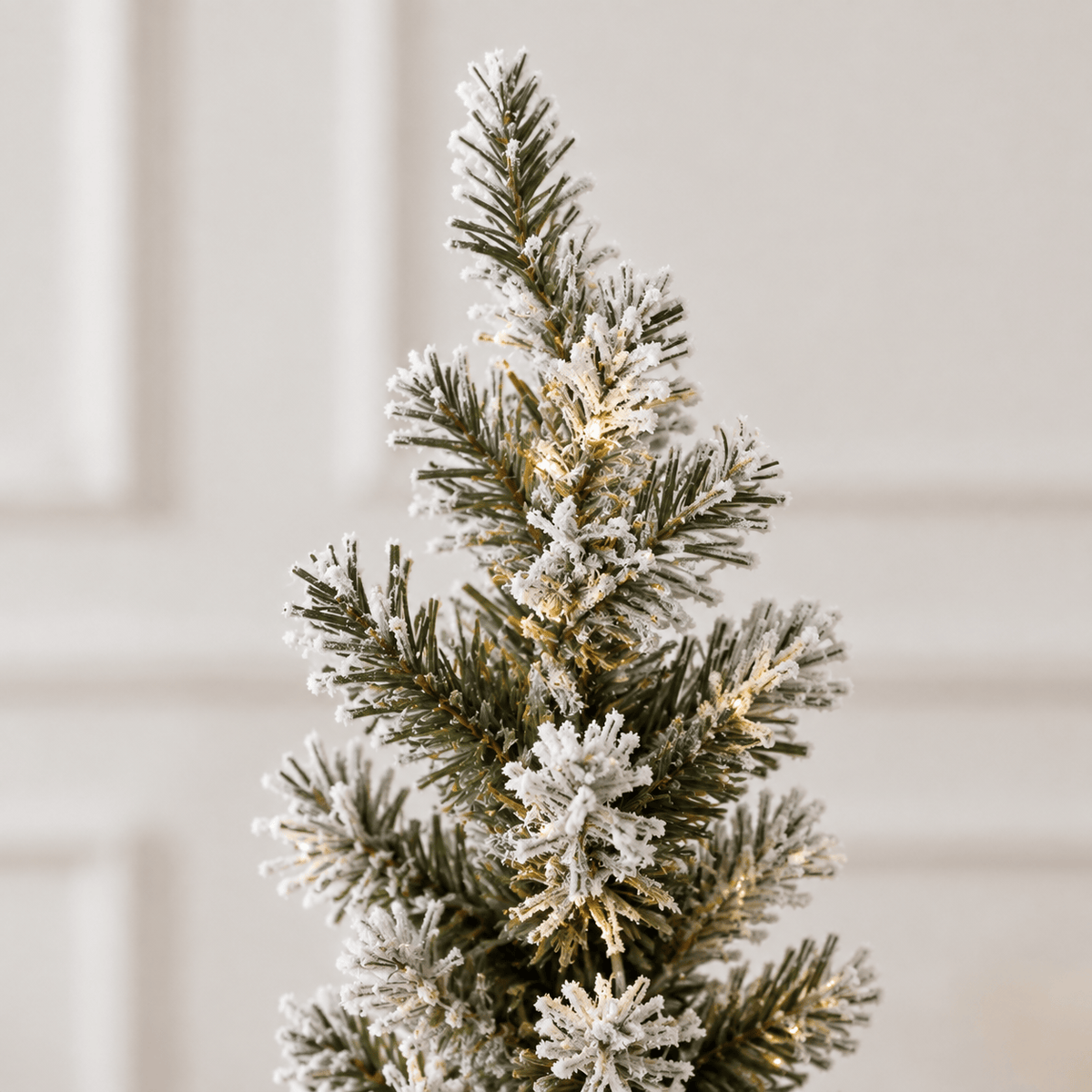 6' Flocked Slim Artificial Christmas Tree, 240 LED Lights, 635 Tips