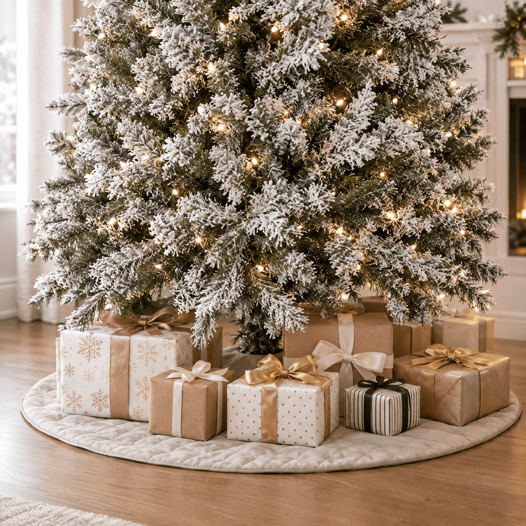 6' Flocked Slim Artificial Christmas Tree, 240 LED Lights, 635 Tips