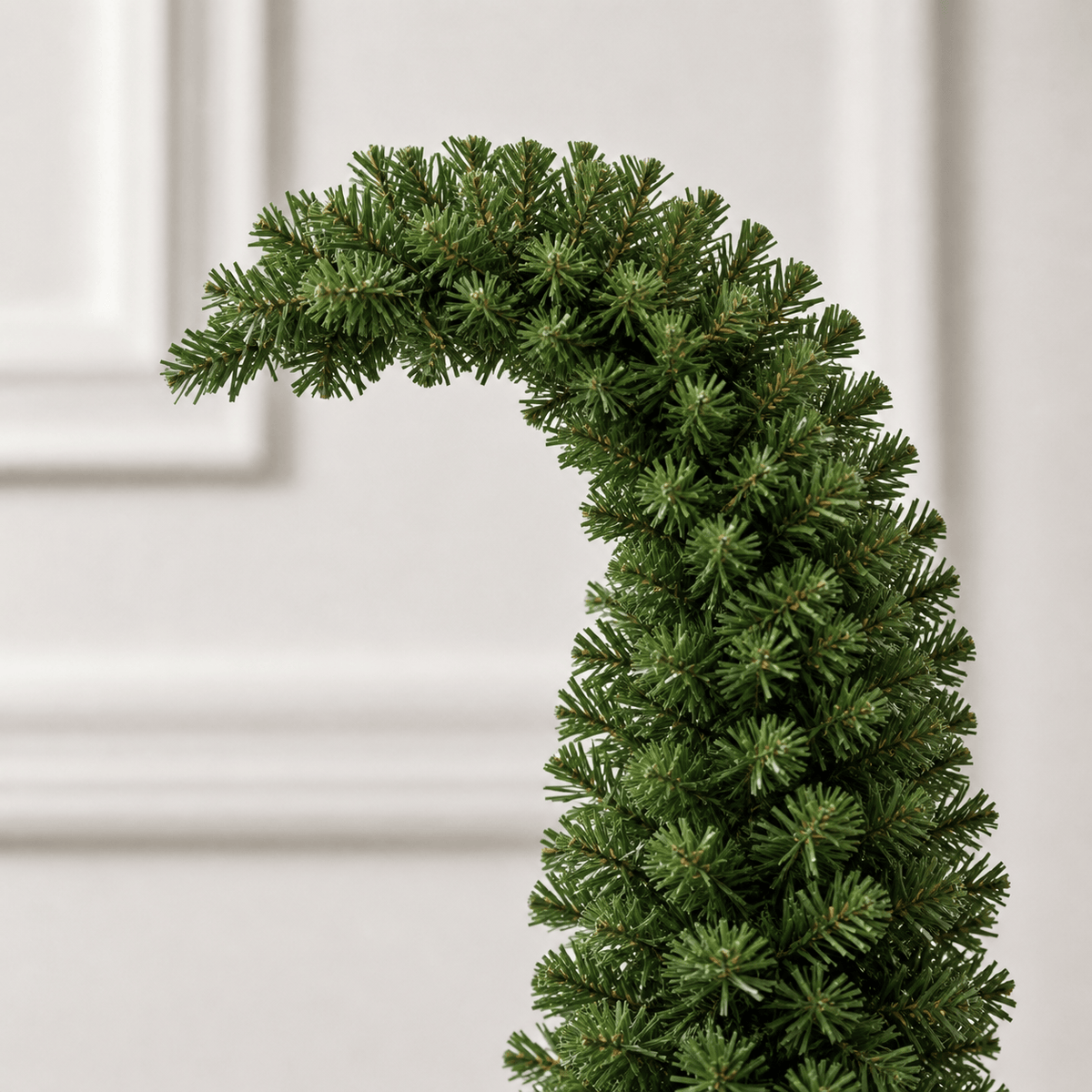 6' Green Whimsical Slim Fir Christmas Tree, 200 LED Lights, Bent Top