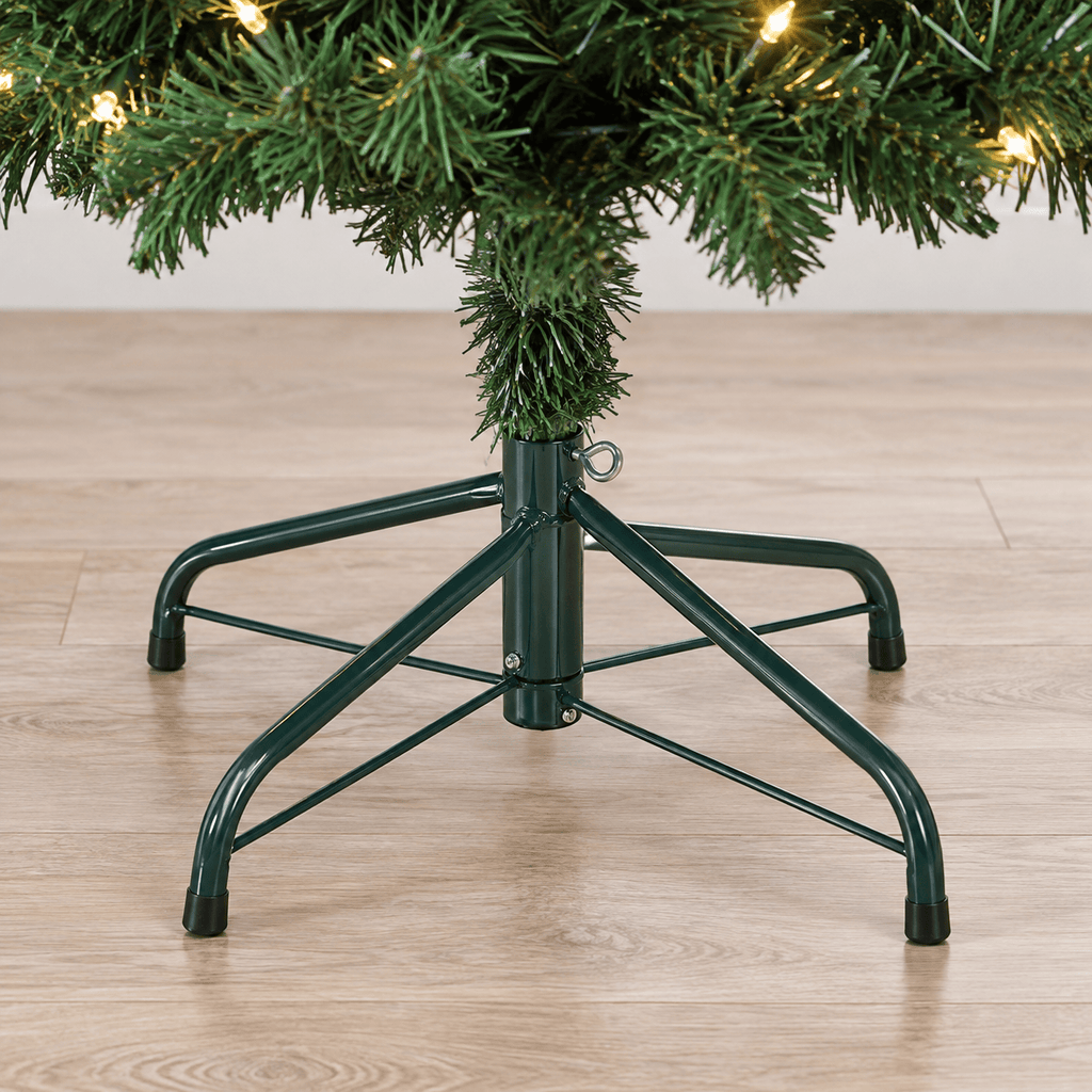 6' Green Whimsical Slim Fir Christmas Tree, 200 LED Lights, Bent Top