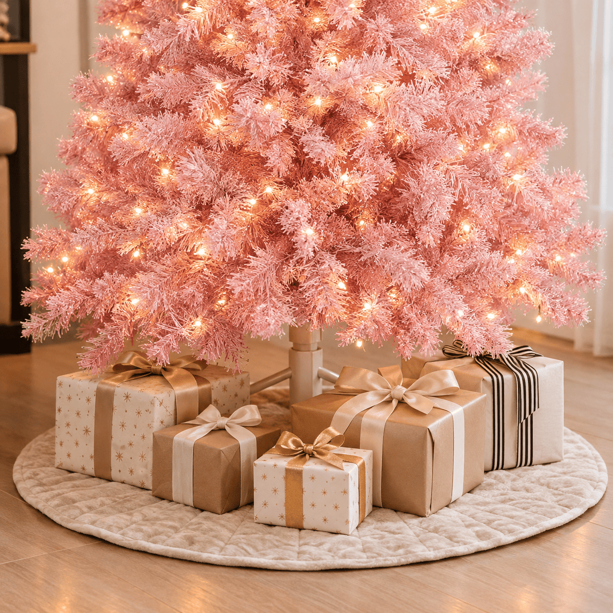 6' Pink Gradient Artificial Christmas Tree with Snow-Flocked PVC Tips