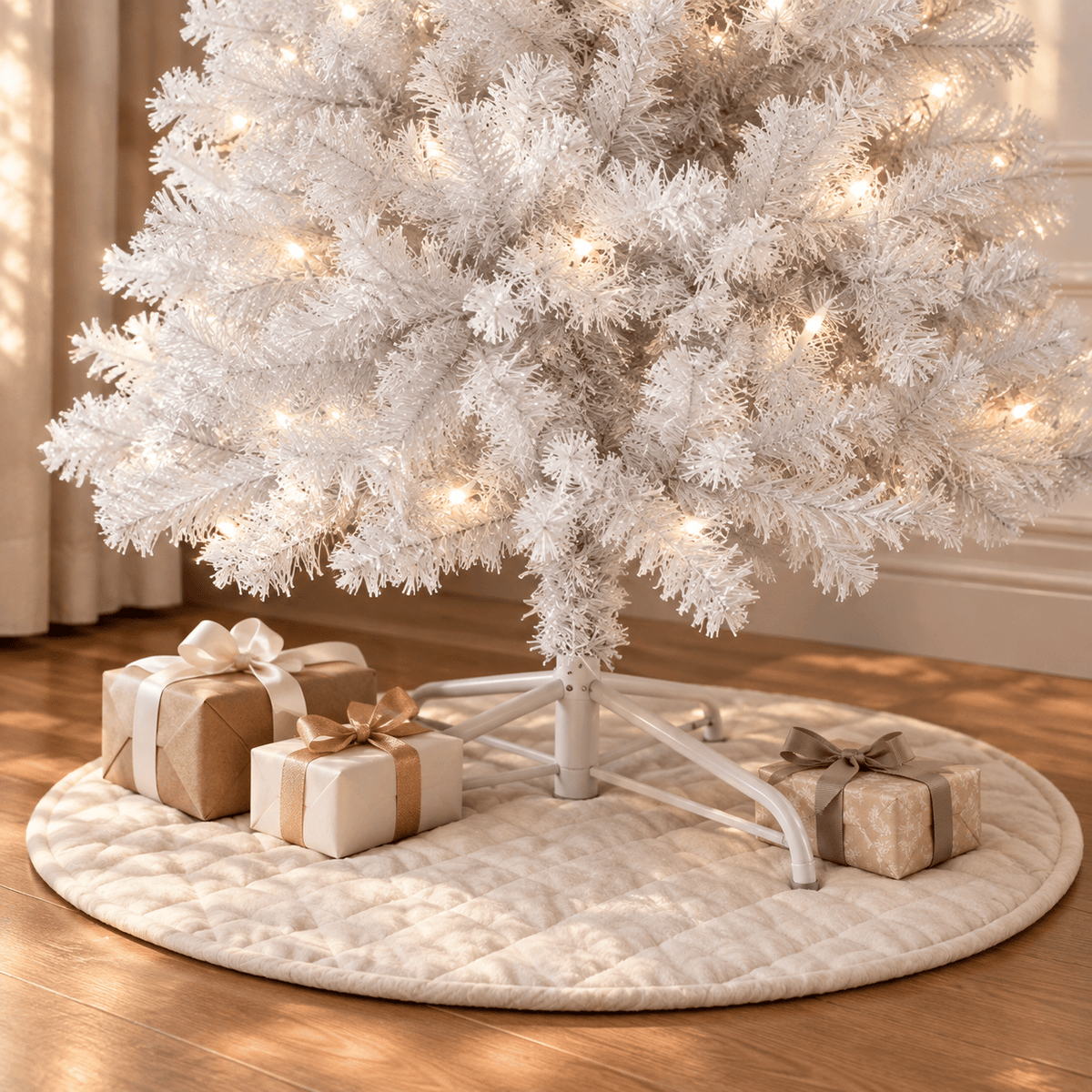 6' White Artificial Christmas Tree with 1,000 Tips, Unlit, Hinged