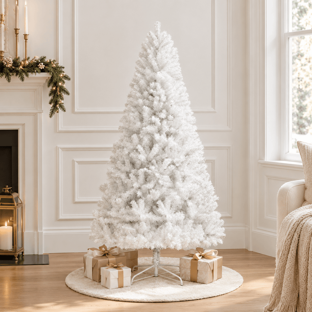 6' White Artificial Christmas Tree with 1,000 Tips, Unlit, Hinged