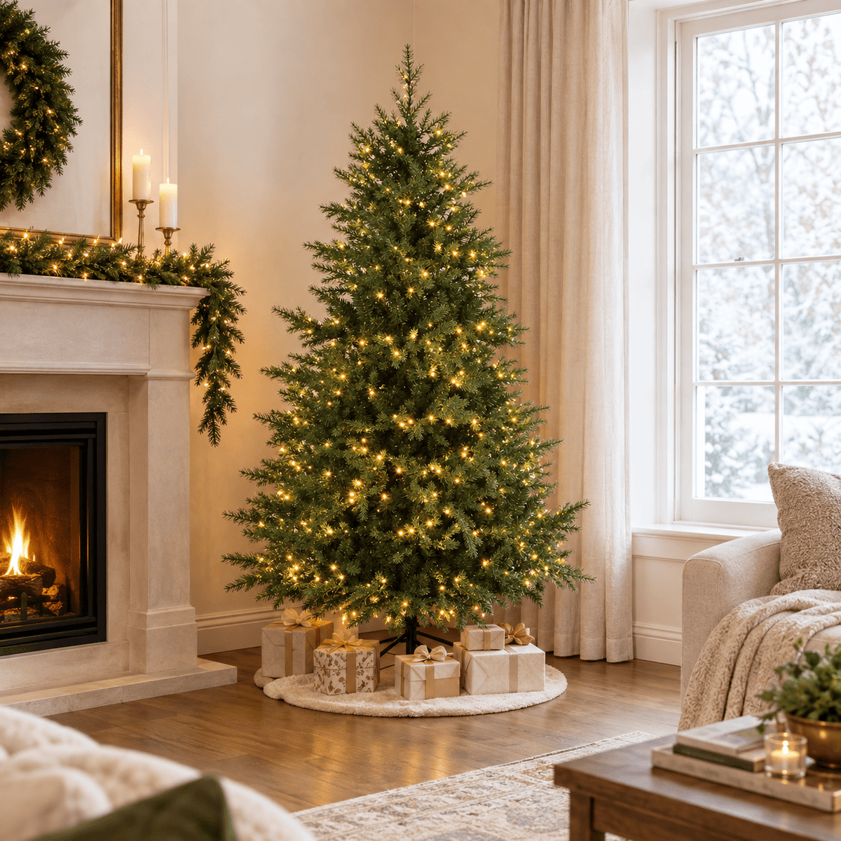 6' White Artificial Christmas Tree with 1000 Tips & Steel Base