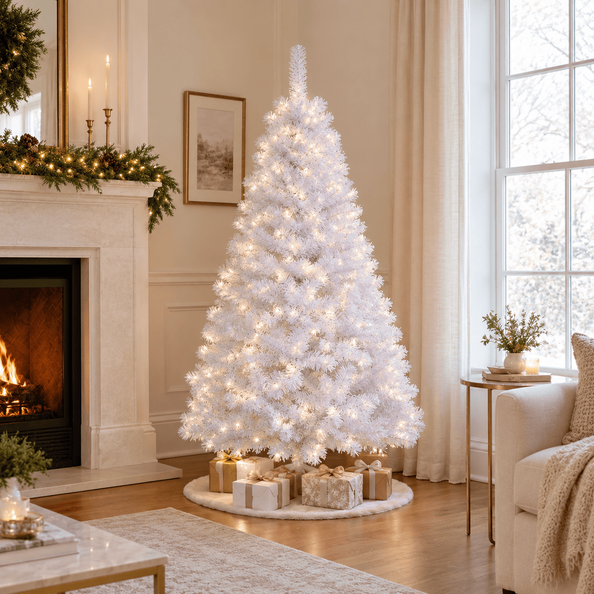 6' White Artificial PVC Christmas Tree with Metal Stand, 650 Tips
