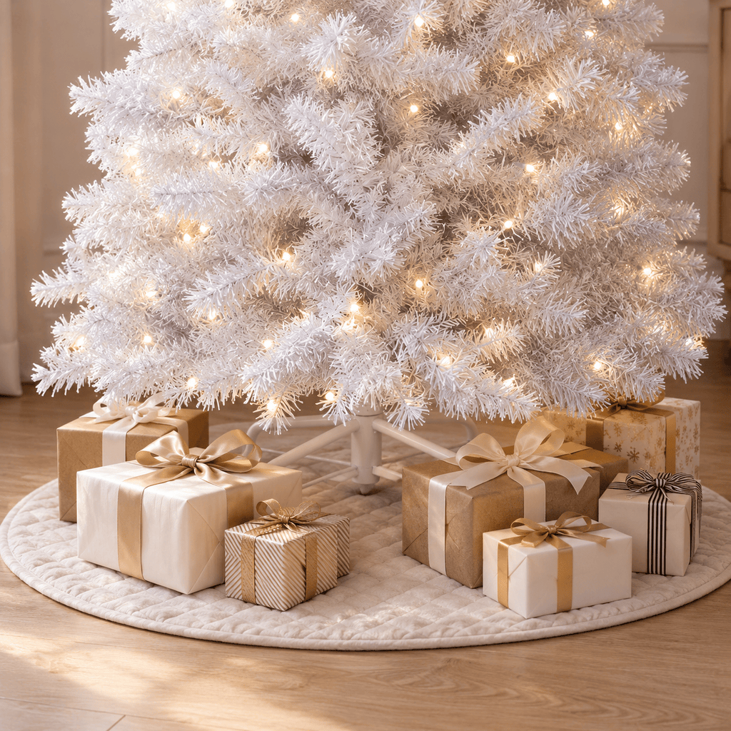 6' White Artificial PVC Christmas Tree with Metal Stand, 650 Tips