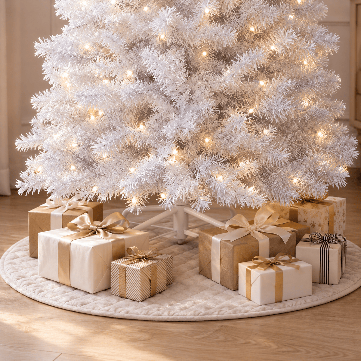 6' White Artificial PVC Christmas Tree with Metal Stand, 650 Tips