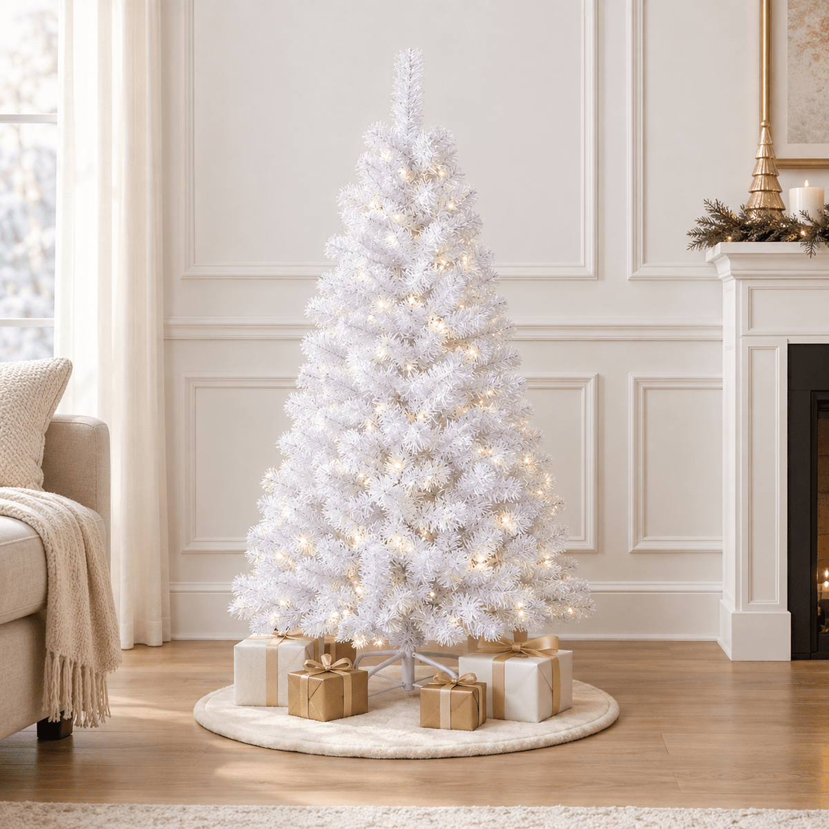6' White Artificial PVC Christmas Tree with Metal Stand, 650 Tips