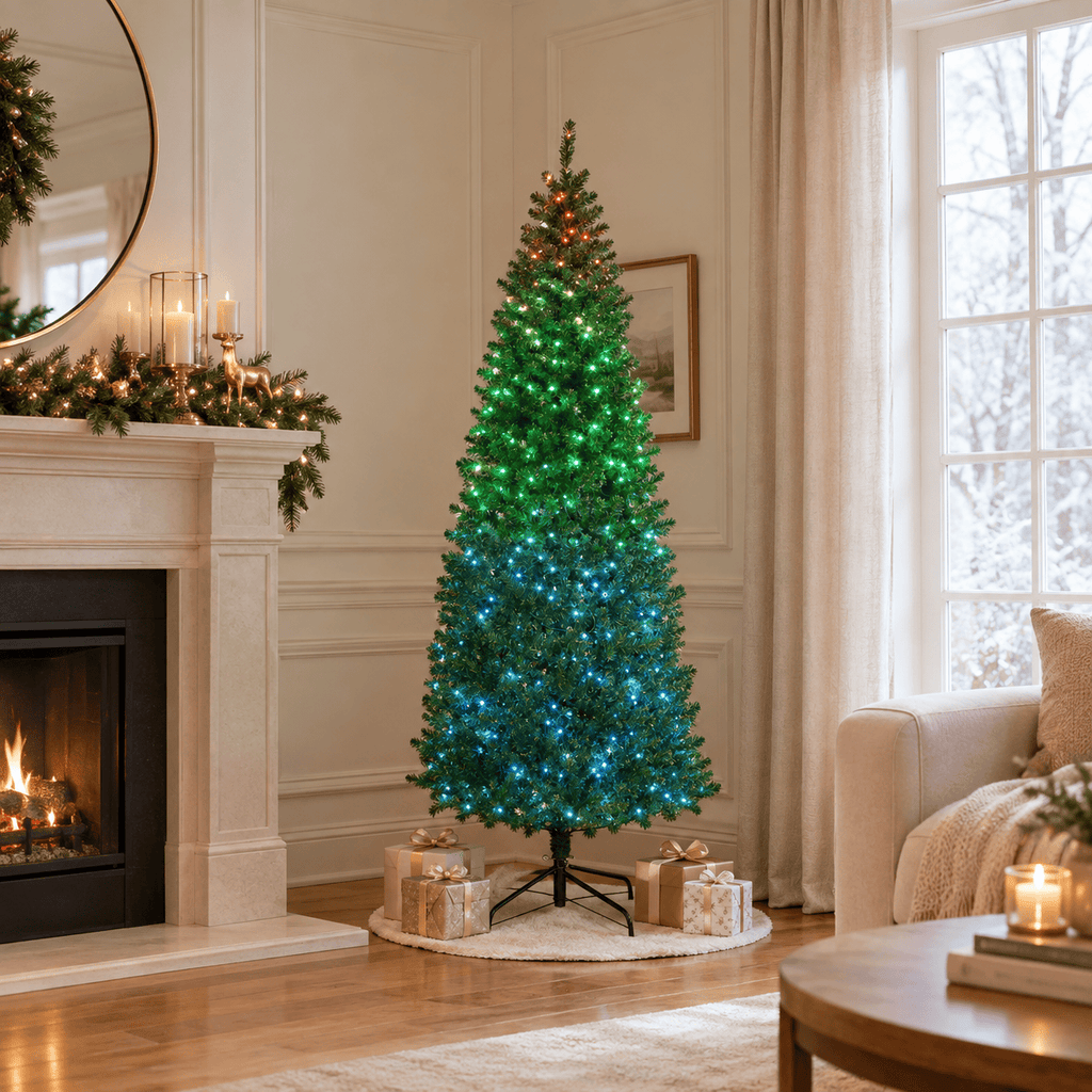 7' Green Pre-Lit Christmas Tree, 350 LED Lights, 12 Modes & Remote