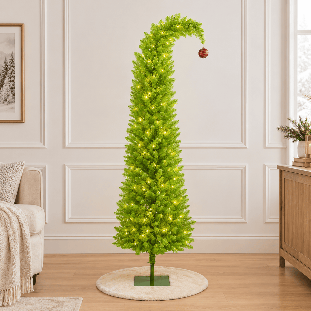 7' Whimsical Green Pre-Lit Christmas Tree, 628 Tips, 250 LED Lights
