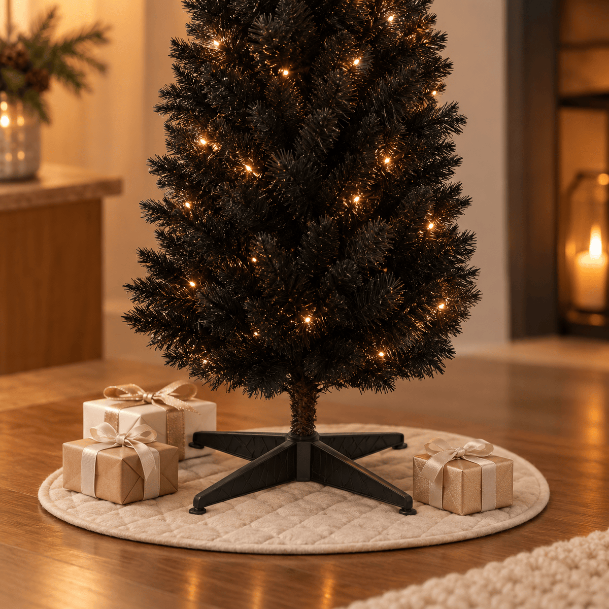 8' Black Pencil Christmas Tree with 618 Tips & Sturdy Stand