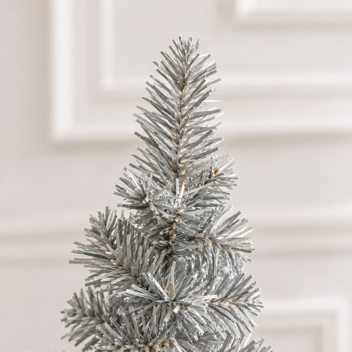 8' Slim Silver Artificial Christmas Tree, 618 Branch Tips, Pencil Styl