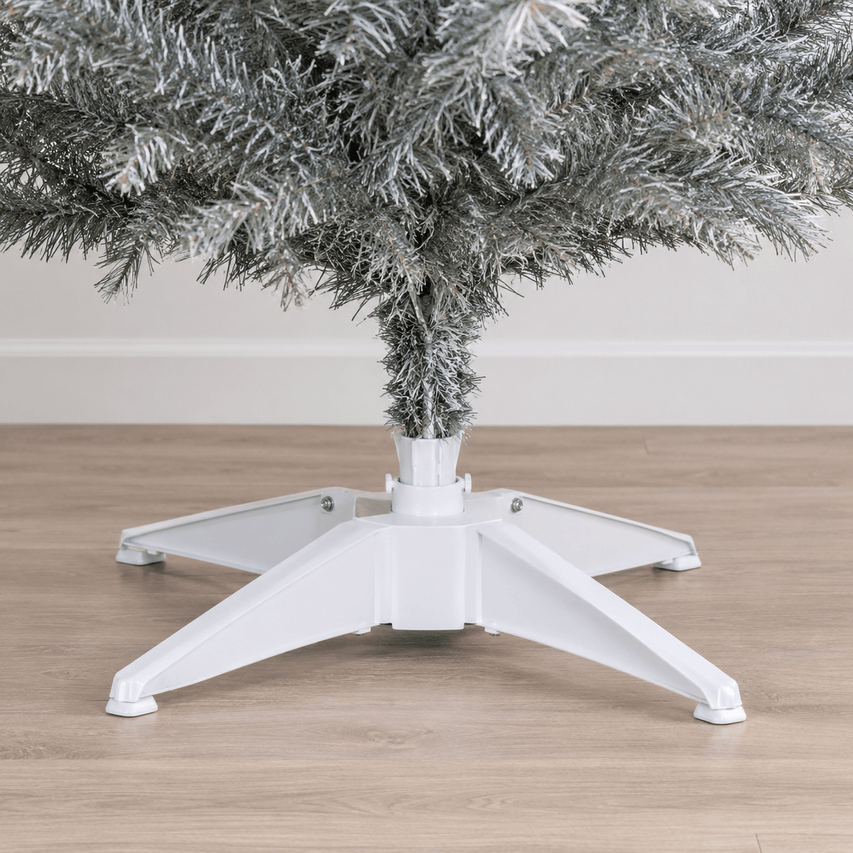 8' Slim Silver Artificial Christmas Tree, 618 Branch Tips, Pencil Styl