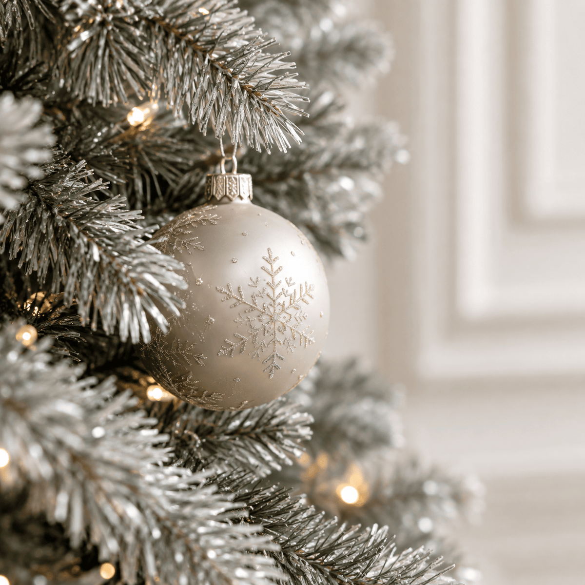 8' Slim Silver Artificial Christmas Tree, 618 Branch Tips, Pencil Styl