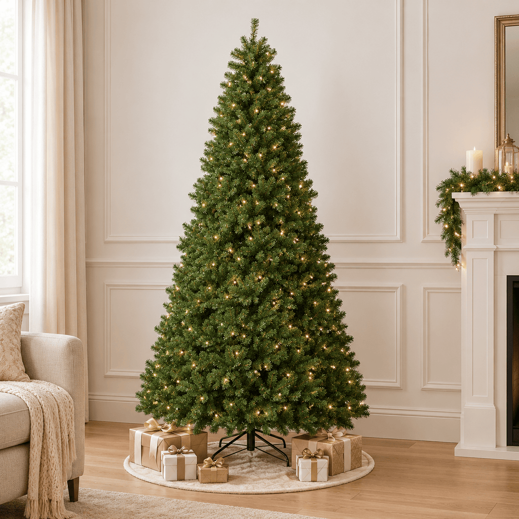 9' Pre-Lit Artificial Christmas Tree with 1,000 LED Lights, Hinged