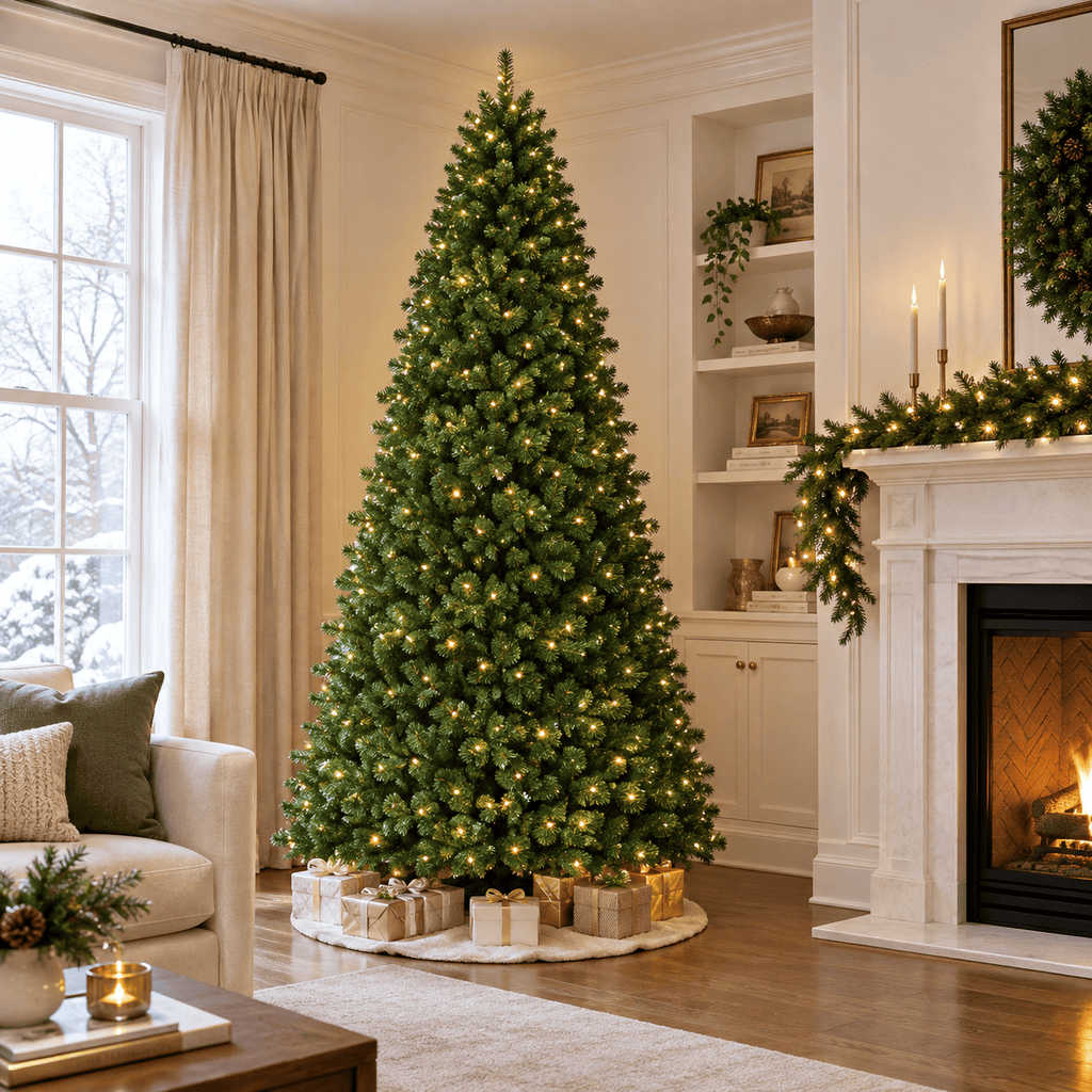 9' Pre-Lit Artificial Christmas Tree with 1,000 LED Lights, Hinged