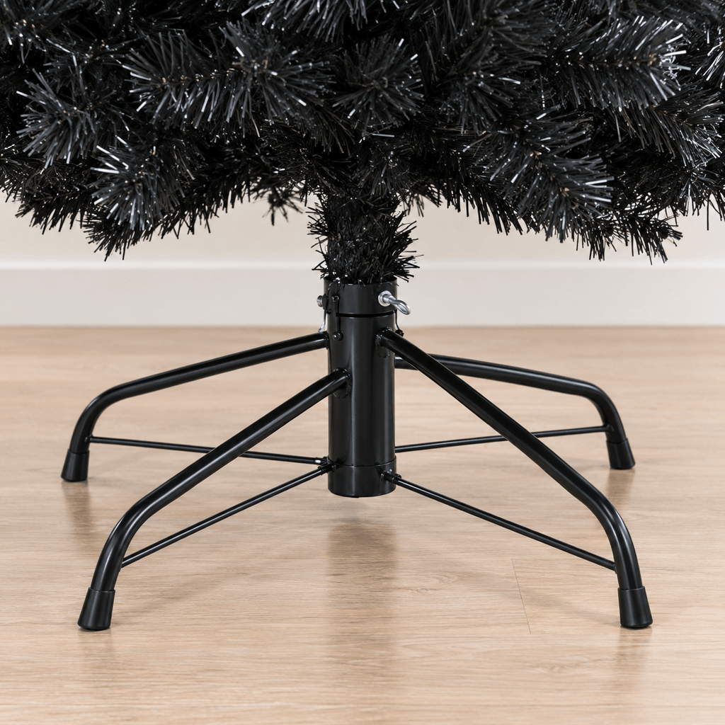 Black Artificial Christmas Tree with 250 Purple LED Lights, Hinged