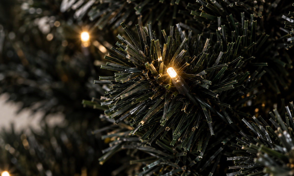 Black Pre-Lit Christmas Tree with 250 Warm White LED Lights - Fullness