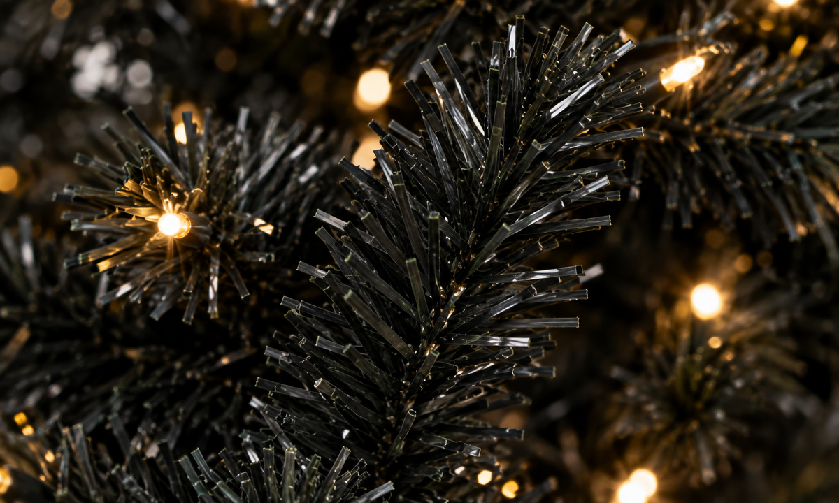 Black Pre-Lit Christmas Tree with 250 Warm White LED Lights - Realism