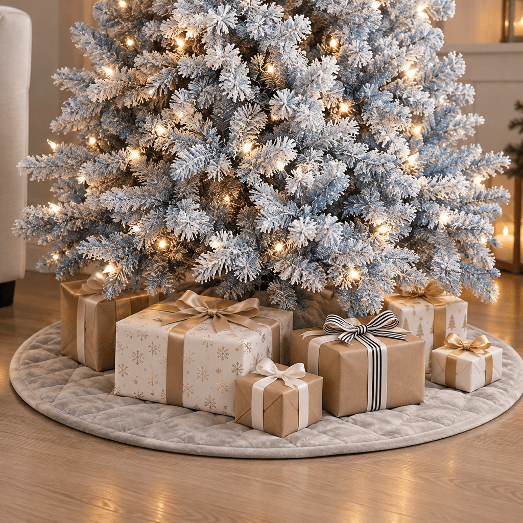Blue Gradient Flocked Artificial Christmas Tree, Slim Pencil Design