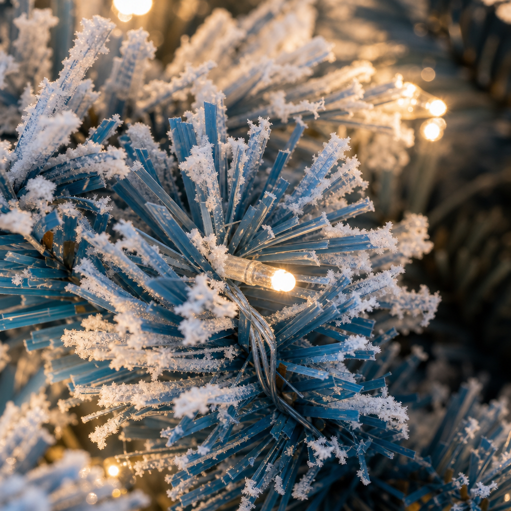 Blue Gradient Flocked Christmas Tree with Pre-Lit LED - Fullness