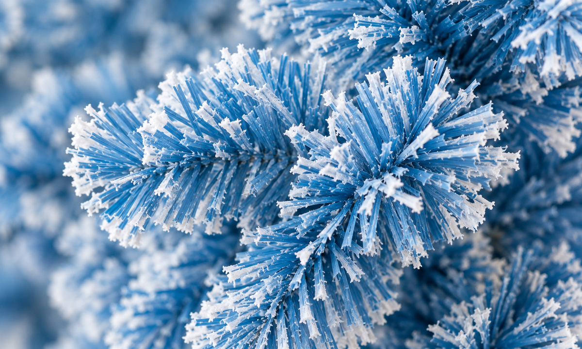 Blue Gradient Flocked Christmas Tree with Pre-Lit LED - Realism