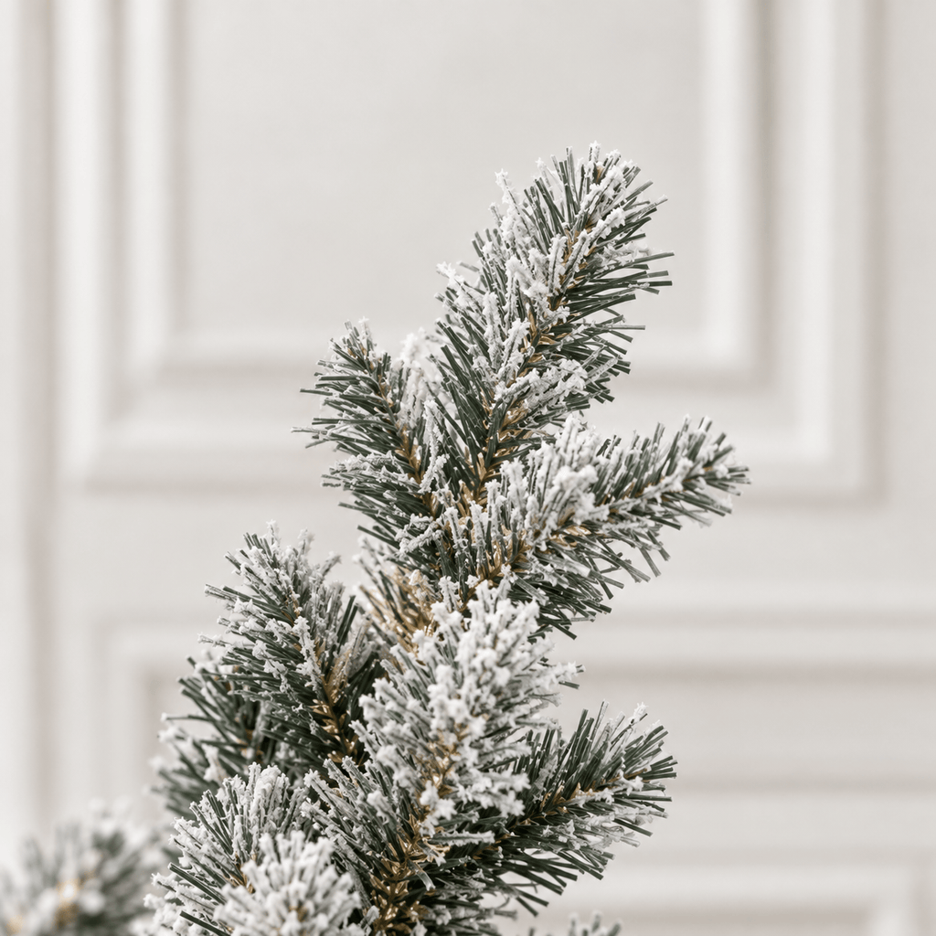 Flocked Artificial Christmas Tree Pre-Lit with 400 Warm White LEDs