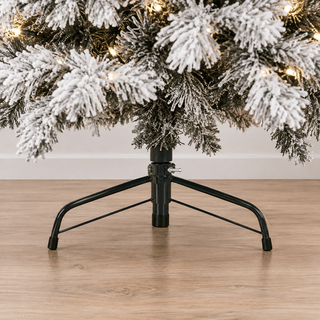 Flocked Artificial Christmas Tree with 360 LED Lights, 890 Tips