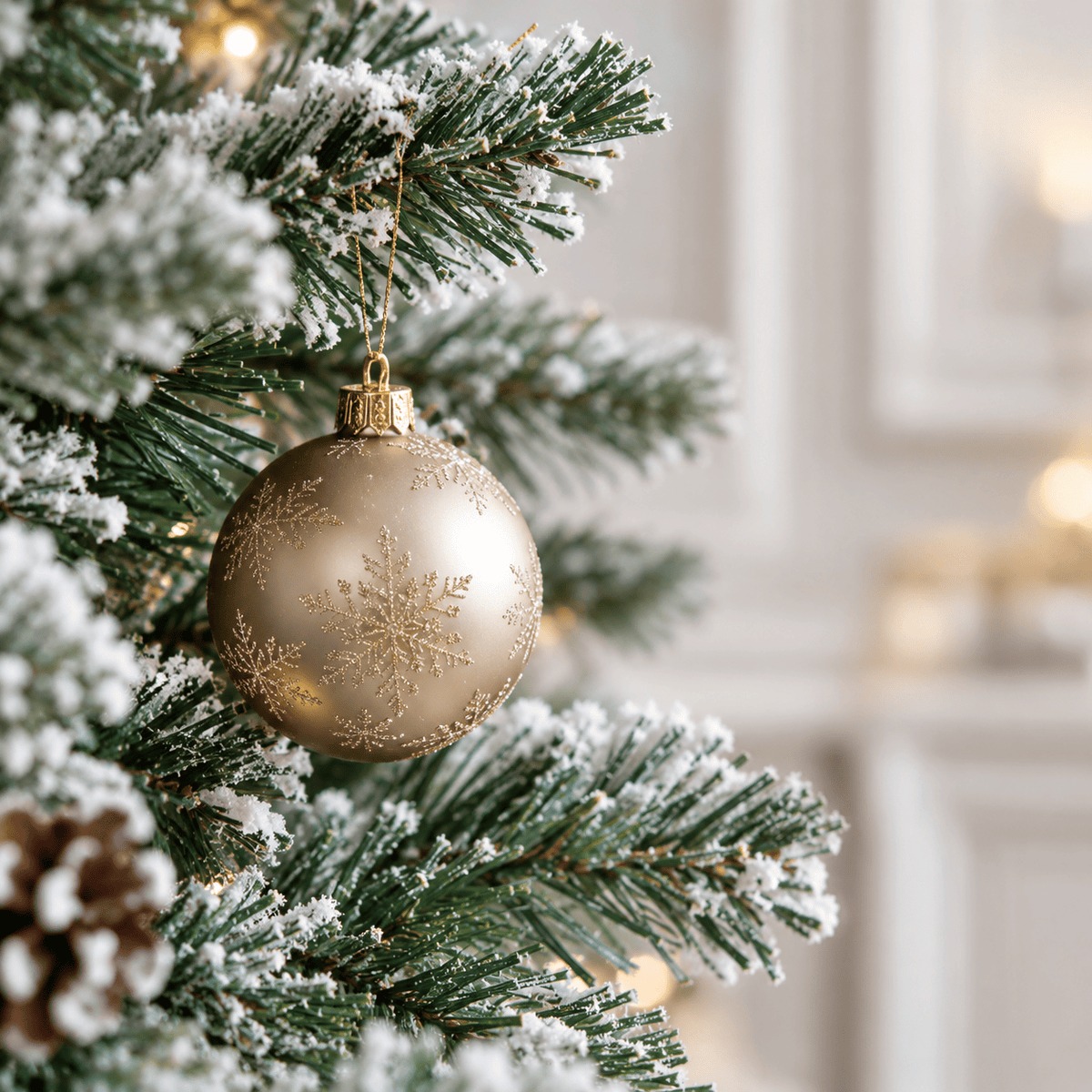 Flocked Artificial Christmas Tree with 950-1200 Branch Tips, Snow Fini