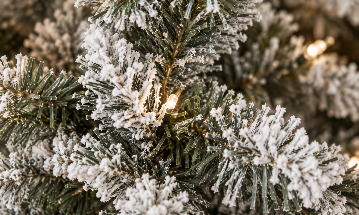 Flocked Christmas Tree Pre-Lit with Warm White LED - Fullness