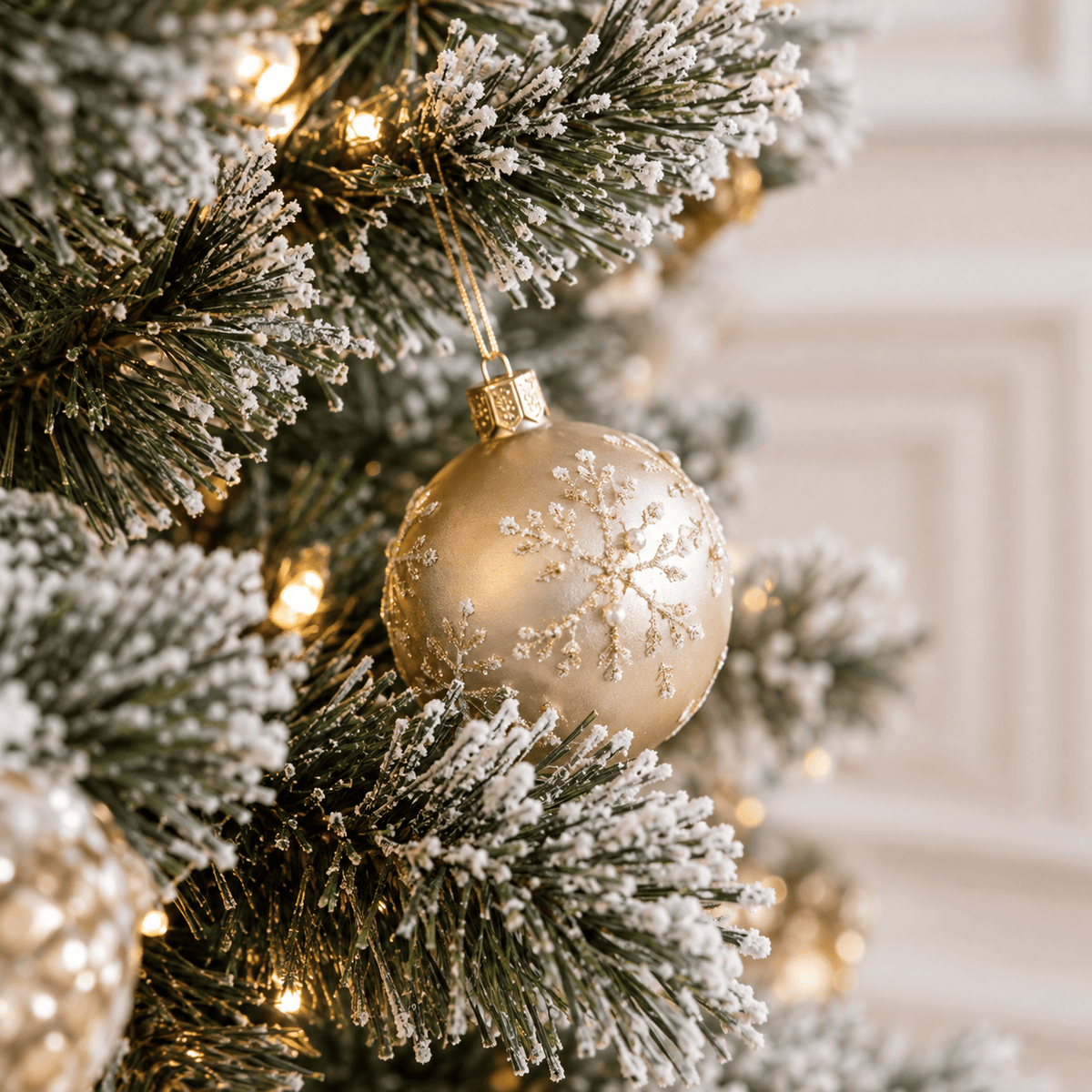 Flocked Christmas Tree with 250 LED Lights, 710 Tips, Hinged Branches