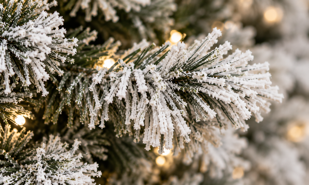 Flocked Christmas Tree with 360 Warm White LED Lights - Realism
